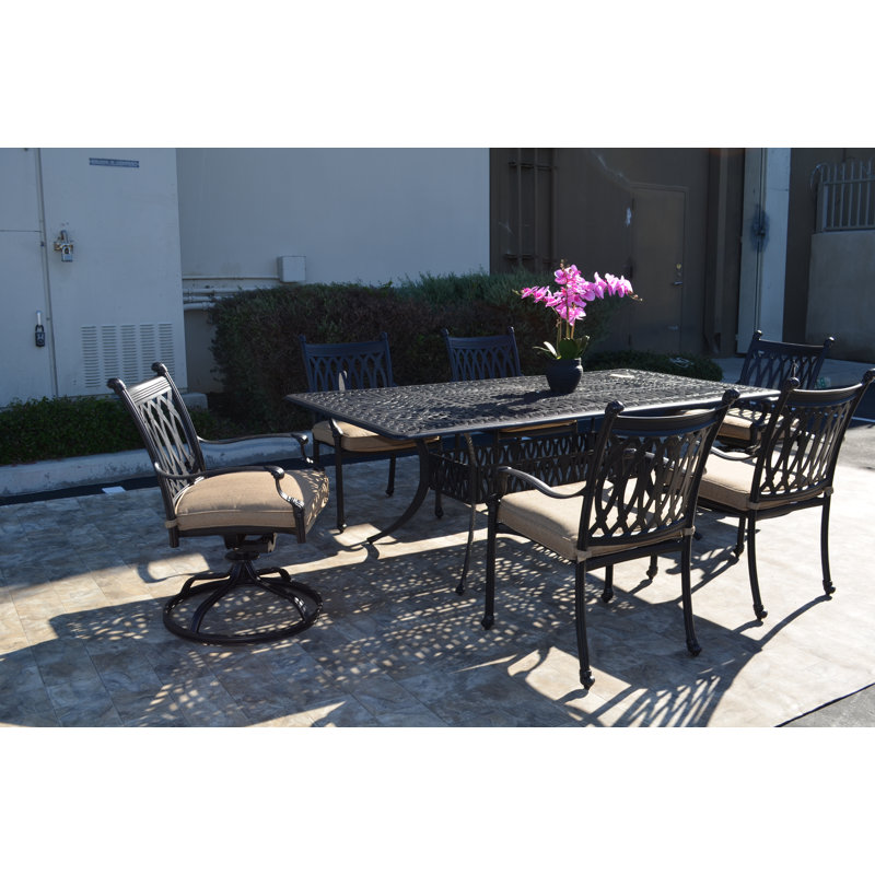 Brockport 84'' Rectangular 6 - Person Outdoor Dining Set with Cushions
