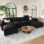 Canapé modulaire large en velours et moelleux avec repose-pieds, canapé de salon en forme de L-799694258