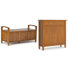 Banc de rangement en bois massif Warm Shaker de 44 po de largeur et armoire de rangement de 36 po de largeur en brun doré clair
