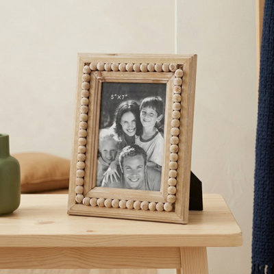 Cadre photo en bois perlé à 1 fente
