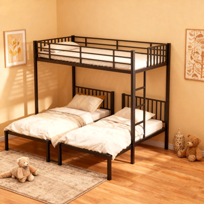 Triple lit superposé pour enfants, 3 lits superposés pour 3 personnes, lits superposés en métal, séparé en 3 lits simples