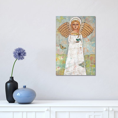 Angel From The Meadow With Bird by Teresa Kogut - Print on Canvas