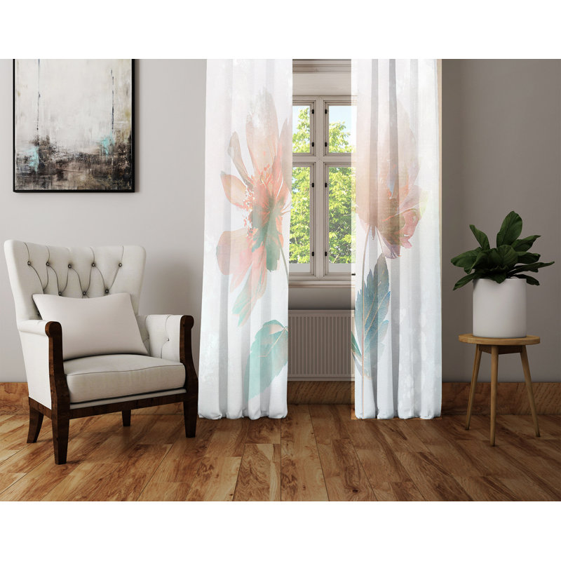 Paire de rideaux semi-transparents en polyester Annajean, null