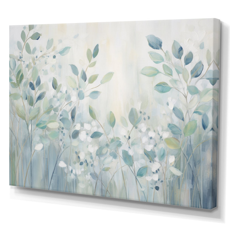 «Blue Botanical Rhythms IV - Abstract Botanicals», reproduction d'art sur toile, H 12 po x l 20 po x P 1 po, Toile tendue