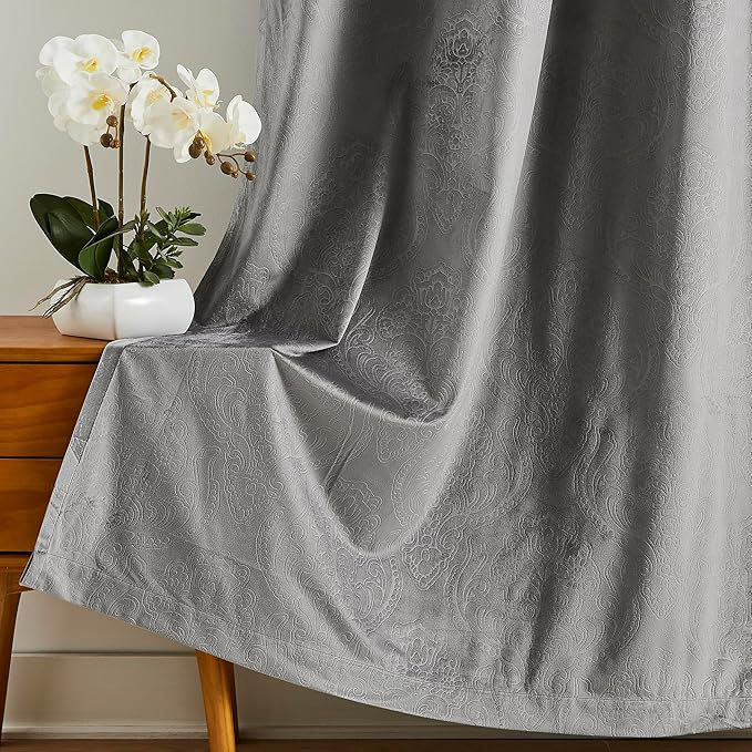 Matyson Velvet Room Darkening Curtain Pair, 54" W x 96" L, Silver