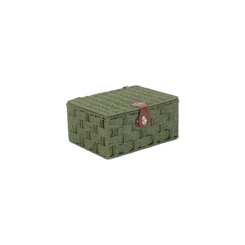 Paper Rope Gift or Storage Hamper, 21cm H x 34cm W x 45cm D, Green