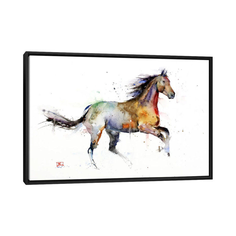 « cheval ii », peinture sur toile tendue, H 18 po x l 26 po x p 1,5 po, Toile avec cadre noir