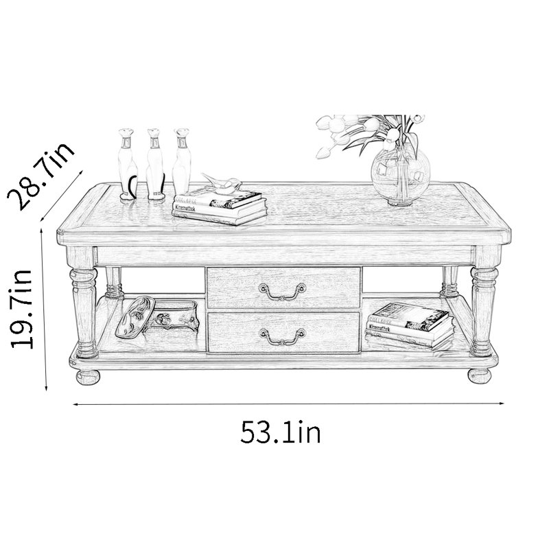 Table basse simple de style américain