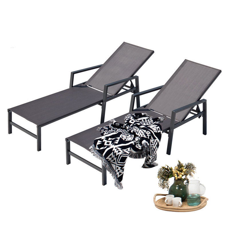 Chaise longue inclinable 24 po, Gris / noir