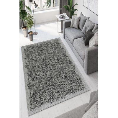 Eco-Friendly Hall Carpet, 100% Polyester, 3.3 x 4.9 ft | Antibacterial, Non-Slip PVC Dot Underside, 650 g/m² | Machine Washable, Digital Printing, Grey Color | Perfect for Home Entrance & Living Spaces