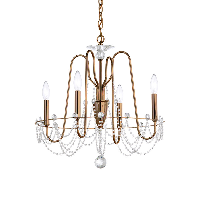 Esmery 4 - Light Chandelier, Heirloom Bronze, Clear Heritage Crystal