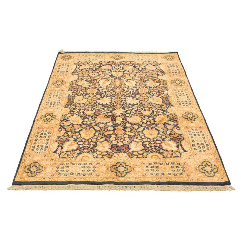 À la main one-of-kind-noué la 2010 tabriz jaune/brwon 6 pi 1 po x 8 pi zone de laine 10 po tapis Filzer