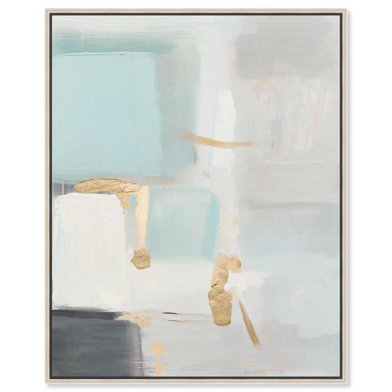 «Pale Radiance I Canvas Moody Abstracts» par Art Remedy, H 31 po x l 25 po, Encadrement argenté