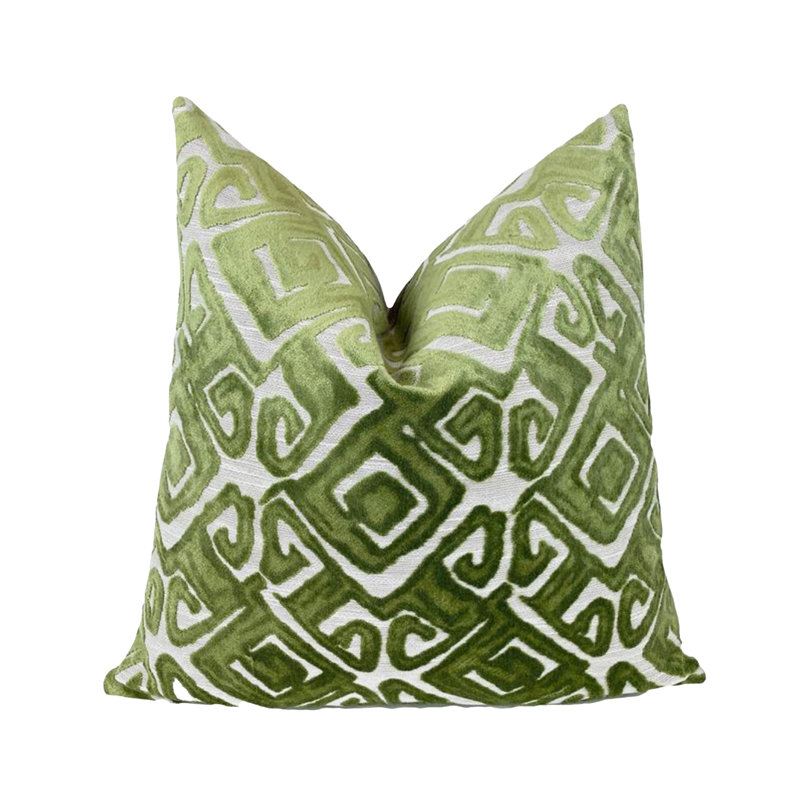 Housse de coussin en velours Tribal, 20 po x 20 po, Chartreuse