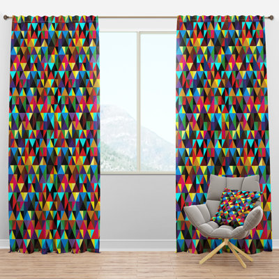 Seamless geometric pattern with triangles - Modern Curtain - Velvet Room darkening - 1 panel