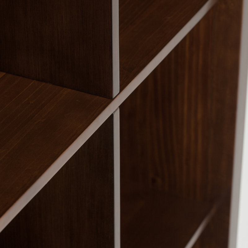 Artisan 43"W Solid Wood 9 Cube Bookcase and Storage Unit with Fixed Shelves, Russet Brown
