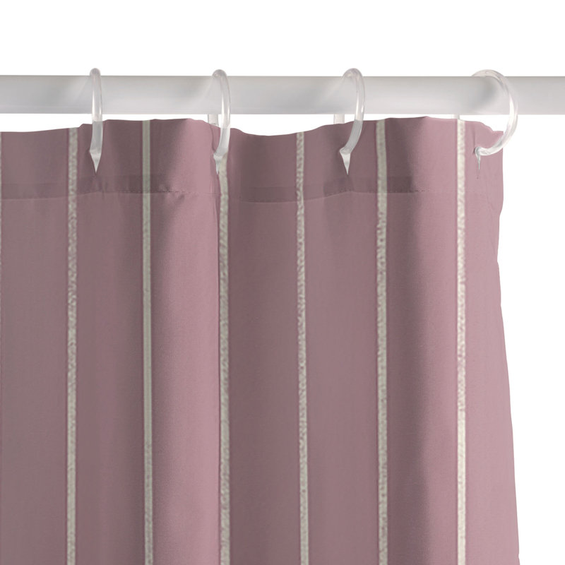 Avenie Winter Botanica Stripes Shower Curtain, Pink Vintage Look 1