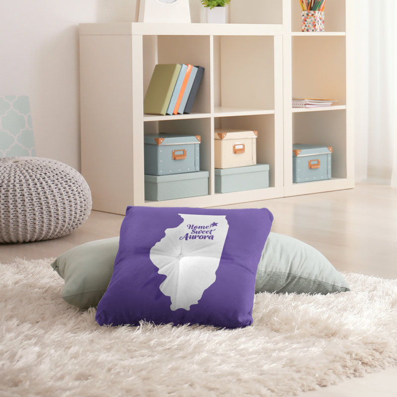 Reversible Throw Pillow, Purple, 36" H x 36" W, Aurora/Illinois