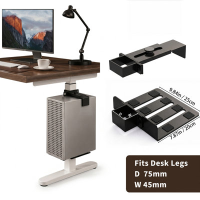 75×45mm Desk Leg CPU Cart, Heavy Duty Alloy Steel Rolling Under Desk PC Holder