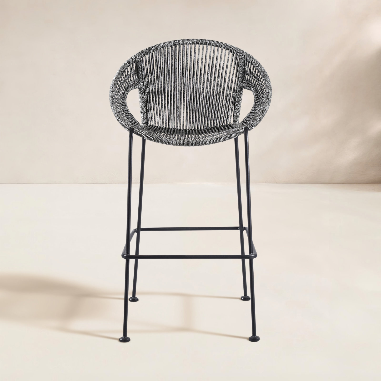 Champlost Patio Bar Stool, 26", Gray Rope