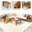 Outdoor Acacia Wood Sofa Set, Woven Mesh Armrests, L-Shaped Patio Furniture Sofa Set with Coffee Table, Outdoor Conversation Set-44441409