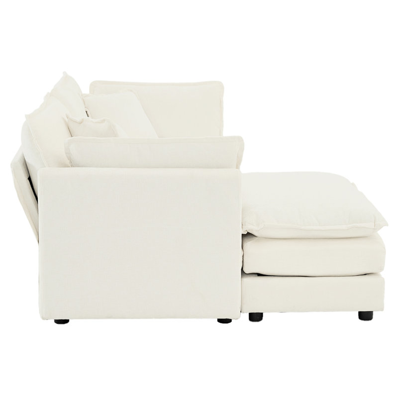 Chenille deux avec abat-jour - modulaire à éclairage doux pour le salon, blanc, bois massif, matériau hautement respirant, chaise élégante