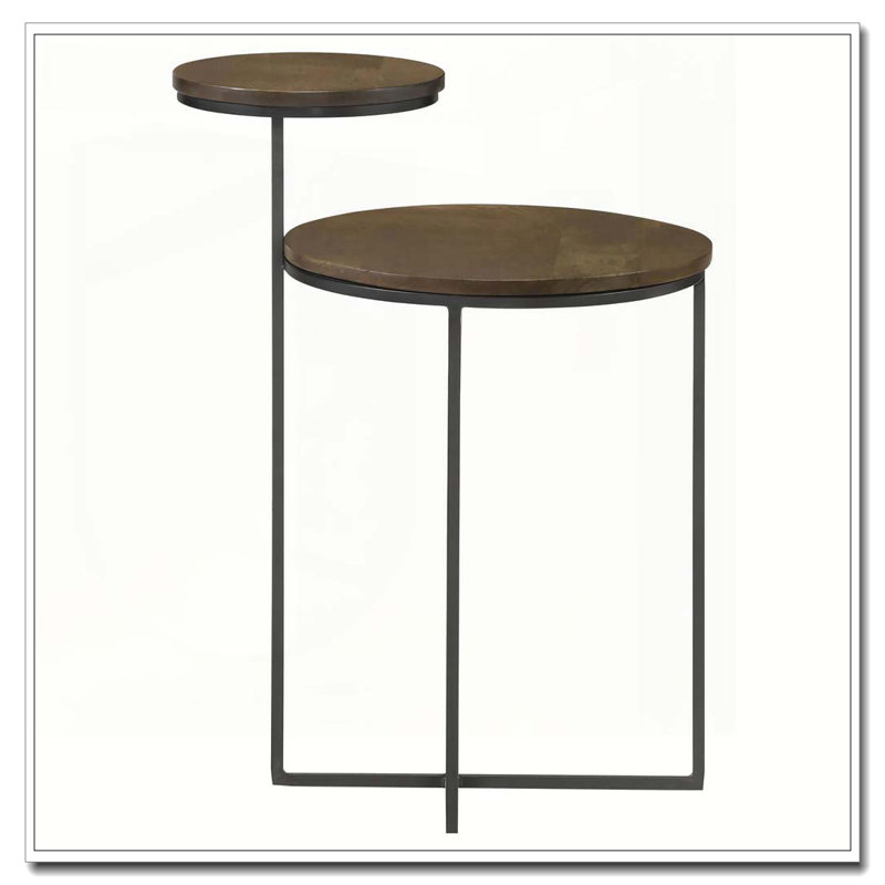 Table d'appoint naturelle et bronze industriel à 2 niveaux