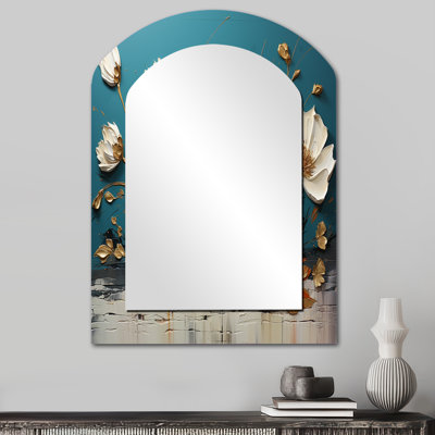 Miroir mural bleu et doré