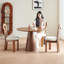 Nut-brown Round Solid Wood Dining table-290919742