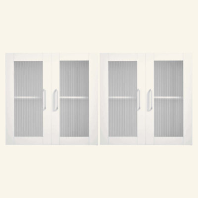 Armoire murale pour buanderie, armoire murale à 2 niveaux avec tablette réglable, rangement pour armoire avec 4 portes, pour cuisine, salle de bain, buanderie, ensemble de 2