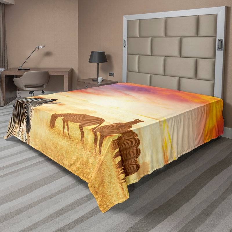 Multicolore Ambesonne Savanna, Drap plat pour très grand lit californien