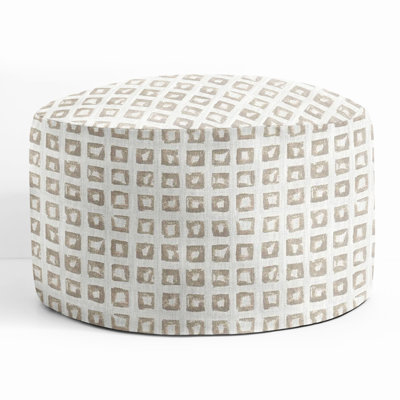 Round Upholstered Outdoor Ottoman with Cushion