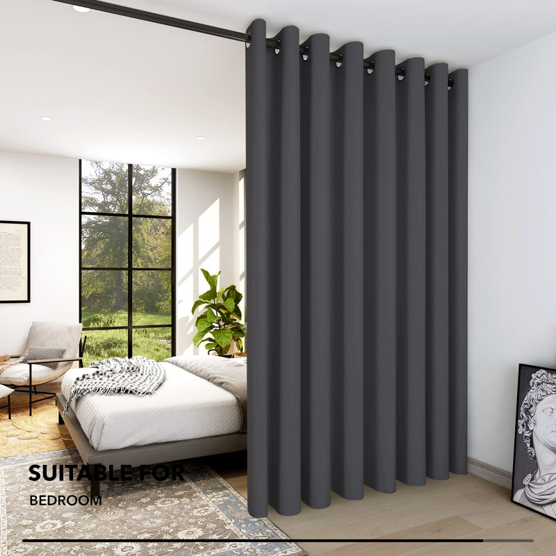 Penkridge Room Darkening Curtain Single Panel, 100" W x 84" L, Dark Gray