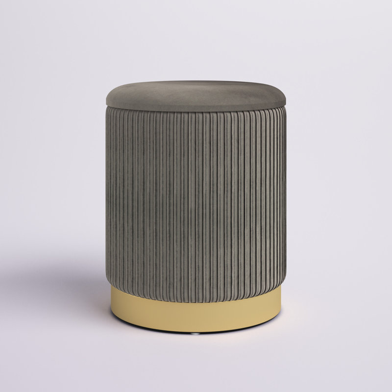 Velvet Ottoman, Gray Velvet