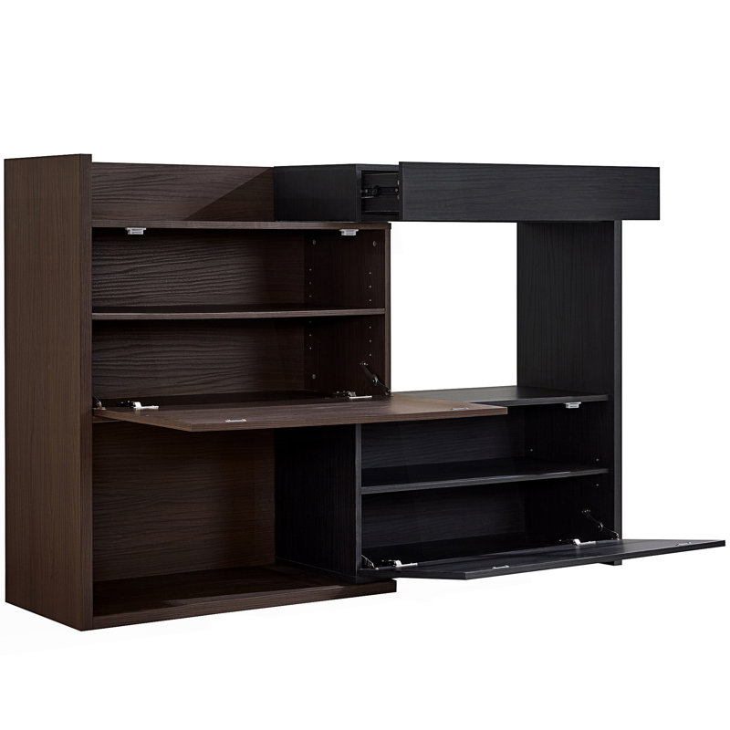 Set Of 2, 32.5''-58.8'' Extendable & Rotating Cabinet With 1 Drawer, 90-Degree Corner Cabinet, Living Room Cabinet