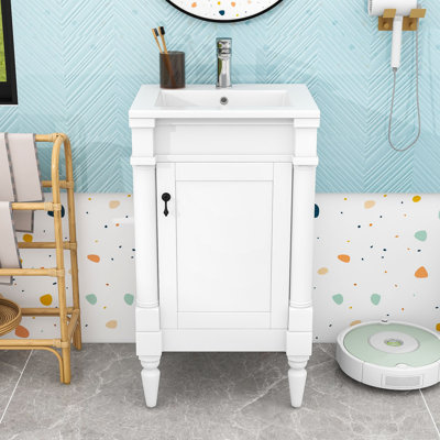 Meuble-lavabo de 18 pouces avec lavabo peu encombrant - élégant