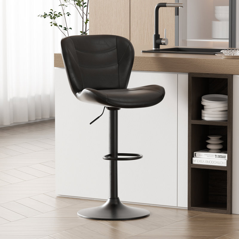 Adjustable Height Counter Stool with Metal Frame, Black