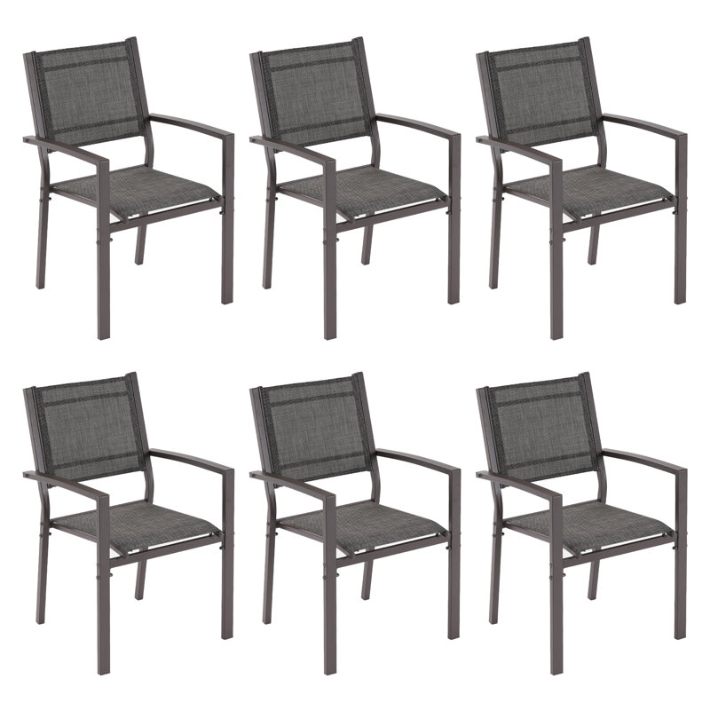 Ensemble de chaises de patio 6 pièces, Gris