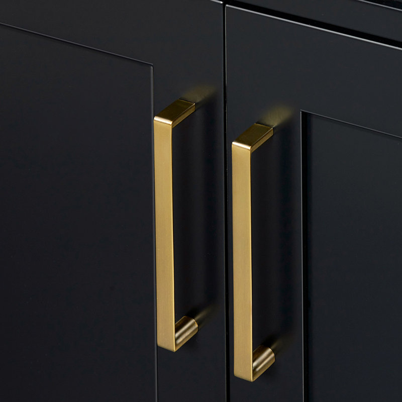42" Single Bathroom Vanity Base only, Satin Brass, Black