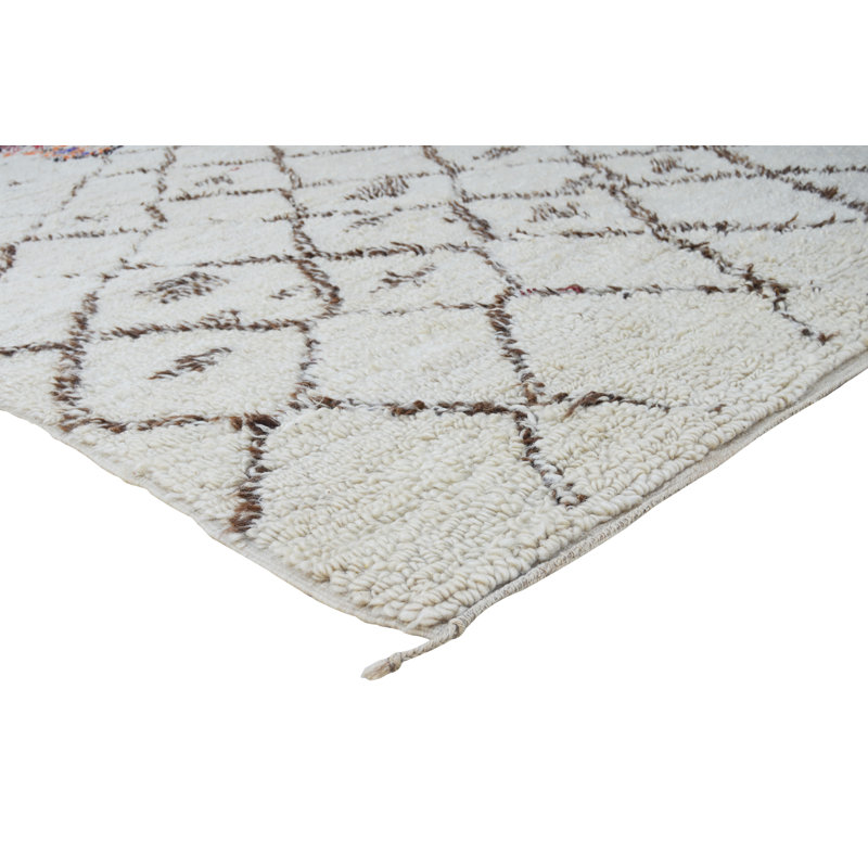 Tapis unique brun clair / brun clair / orange / bleu de 6 pi 2 po x 10 pi 10 po des années 1980