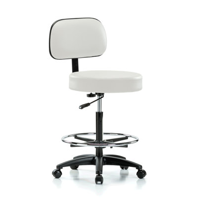 PERCH Walter Height Adjustable Exam Stool with Backrest and Foot Ring | Desk Height 25-35"