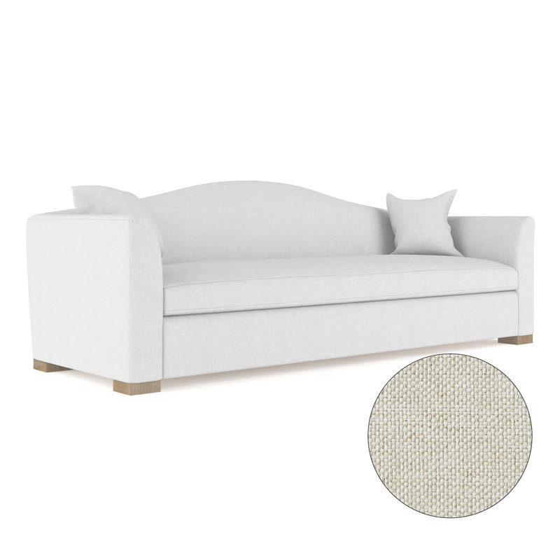 Horatio Camelback Taper Curved-Arm Sofa, 33" H x 84" W x 40" D, Natural, Pebble Weave Linen Alabaster