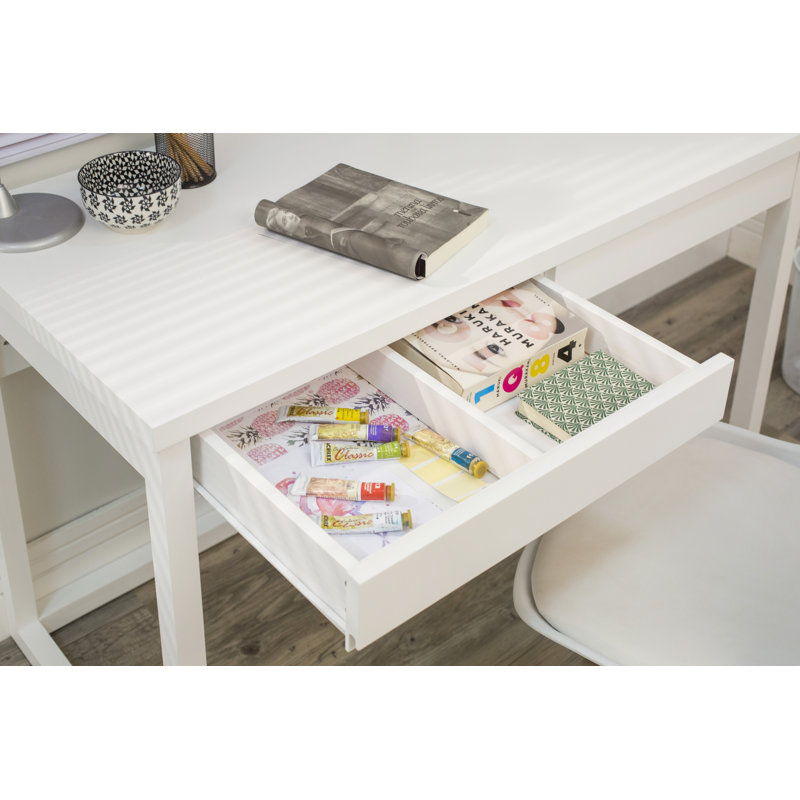 Jess Solid Wood Writing Desk, 74.5cm H x 120cm W x 57cm D, White