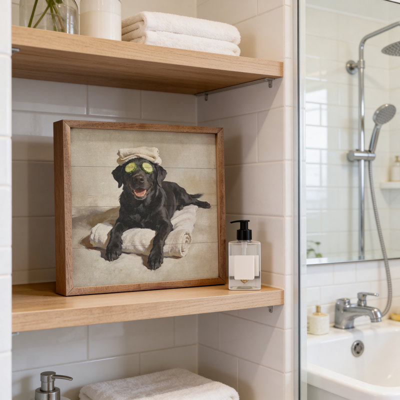 Bath Time Black Labrador, 24" H x 24" W