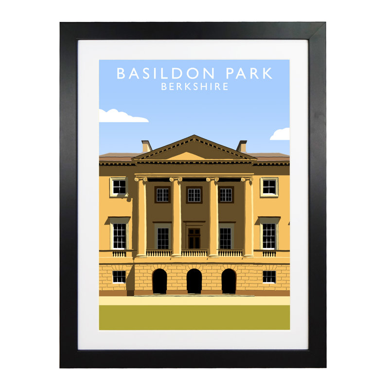 Basildon Park by Richard O'Neil - Print, Black Wood Frame, 43.5 cm H x 33.5 cm W x 2.2 cm D
