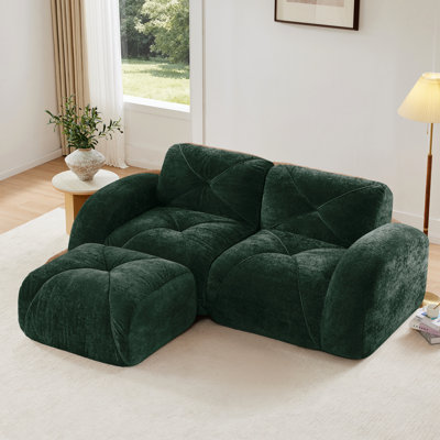 Canapés capitonnés avec canapé sans os, tissu de velours doux, conception antidérapante inférieure, éponge haute densité 32D, conception ergonomique inférieure, aucun assemblage requis, convient aux salons