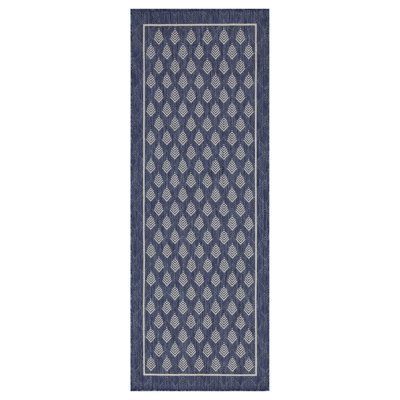 Blue Area Rug Sunshine Gchar2007 - 2.58 Ft. X 7.25 Ft., , Weather-, For Living Room And Entryway 2 7 In. 3 In., Polypropylene, High Traffic Areas Indo