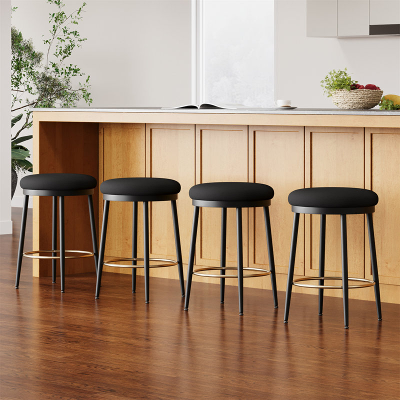 24.75'' Modern Counter Stools Set Of 4 Counter Stools With Iron Frame,Sponge Cushion,Footrest,Suitable For Kitchen/Bedroom/Dining Room.