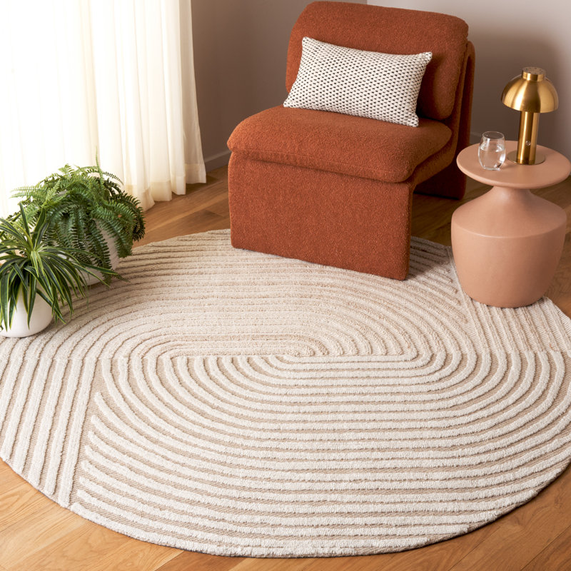 Fateha Southampton Hand Tufted Performance Abstract Rug, Round 6'
