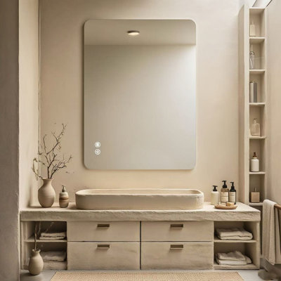 Miroir de salle de bain moderne rétroéclairé de 30 po x 40 po, 3 températures de couleur réglables, brouillard rapide, souvenir du dernier réglage, film à l'épreuve, suspension verticale ou horizontale, brouillard ultraléger et plus de 95 pendant une heure,